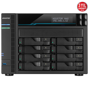ASUSTOR 8diskli Atom QC-40GB RAM-2-10Gbe Nas Server AS6508T (44385)
