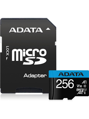 Adata 256GB Premier 100MB/S CLASS10 A1 Adaptörlü MicroSDXC Hafıza Kartı AUSDX256GUICL10A1-RA1