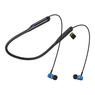 Asonic AS-XBK65 Siyah/Mavi Boyun Askılı Mıknatıslı Bluetooth  TF Kart Spor Kulak içi Kulaklık