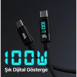 BIX 1metre BX09CC-BK 100w Dijital Ekranlı Şarj Kablosu Siyah