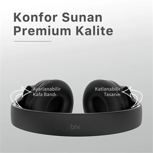 BIX BH2-BK Siyah Soundcraft BH2 Katlanabilir Kablosuz Kulaklık