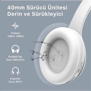 BİX BH2-IG BUZ GRİSİ SOUNDCRAFT BH2 KATLANABİLİR KULAKÜSTÜ KABLOSUZ KULAKLIK