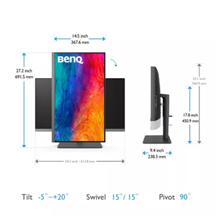 BenQ 27 IPS DesignVue PD2706U 5MS 60HZ HDMI-DP TYPEC Pivot Profesyonel Fotoğrafçı ve Tasarımcı Monitörü 3840X2160