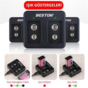 Beston M7005 Siyah 2 X 9 Volt Pil Şarj Cihazı