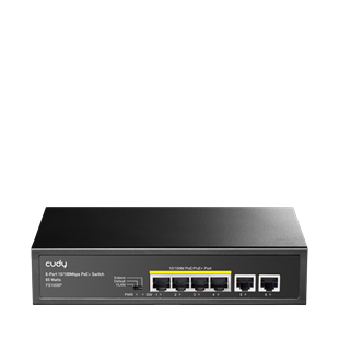CUDY 6port-4Port PoE 60w 10/100 Yönetilemez Metal Kasa Switch FS1006P