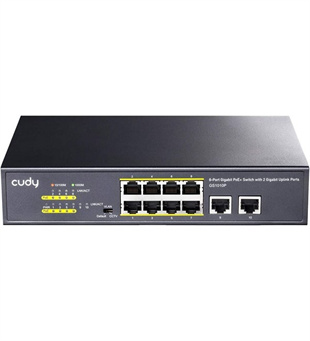 CUDY 8port PoE 120w 2-Uplink Gigabit Yönetilemez Switch GS1010P