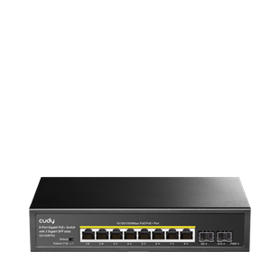 CUDY GS1008PS2 8 port Gbit 8 Port PoE+ 120W 2xSFP Uplink Desktop Yönetilemez Metal Kasa Switch