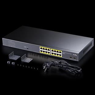CUDY GS1020PS2 16 Port Gbit 16 Port PoE+ 200W 2xSFP Uplink Rackmount Yönetilemez Switch
