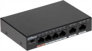 DAHUA 6port-4port PoE 60w 10/100 Yönetilemez Metal Kasa Switch DH-PFS3006-4ET-60