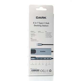 DARK DK-AC-U31X47 6sı 1 Arada USB 3.2 Type-C to Ethernet / HDMI USB 3.0 - USB 2.0 / USB-C 65W Macbook Port Çoklayıcı HU