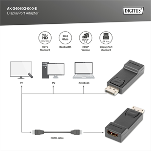 DIGITUS DP-HDMI Görüntü Adaptörü (AK-340602-000.S)