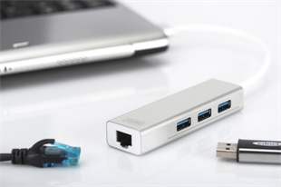 DIGITUS Gigabit USB 3.0 Ethernet Çoklayıcı Hub (DA-70250-1)