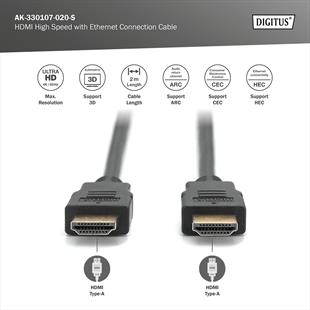 DIGITUS HDMI 4K Görüntü Kablosu 2m (AK-330107-020-S)