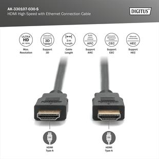 DIGITUS HDMI 4K Görüntü Kablosu 3m (AK-330107-030-S)