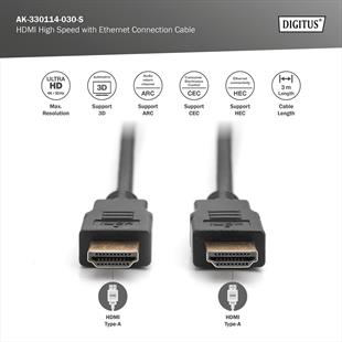 DIGITUS HDMI Görüntü Kablosu 3m (AK-330114-030-S)