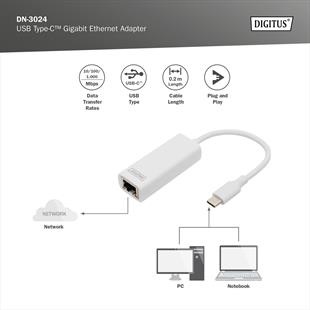 DIGITUS USB-C Gigabit Harici Ethernet (DN-3024)