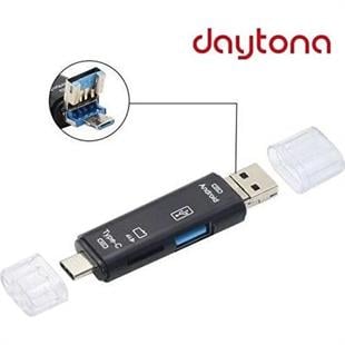 Daytona A5068 3lü OTG okuyucu.TİP-C/Micro USB/USB