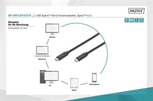 Digitus AK-300139-010-S 1m Usb Tip-C E/E Gen2,5A,