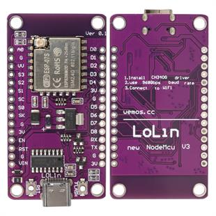 ESP-07S Tabanlı NodeMCU V3 Mor Geliştirme Kartı Harici Anten Girişli ve USB-C Bağlantılı