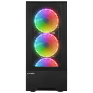 EVEREST DUSK 600W 4x12CM RGB FAN ATX TEMPERED GLASS 2xUSB2.0/1xUSB3.0 SİYAH MID TOWER GAMİNG KASA