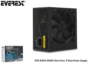 EVEREST EPS-600A 550W PEAK 600W Metalik 12cm Fanlı Aktif PFC Power Supply