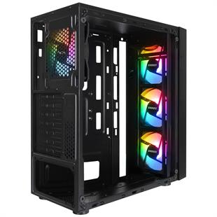 EVEREST FACED V1 MESH PSU YOK 4x12CM RGB FAN ATX TEMPERED GLASS 2xUSB2.0/1xUSB3.0 SİYAH MID TOWER GAMİNG KASA