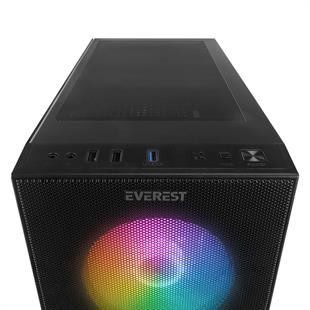 EVEREST FACED V3 MESH 500W 4x12CM RGB FAN ATX TEMPERED GLASS 2xUSB2.0/1xUSB3.0 SİYAH MID TOWER GAMİNG KASA