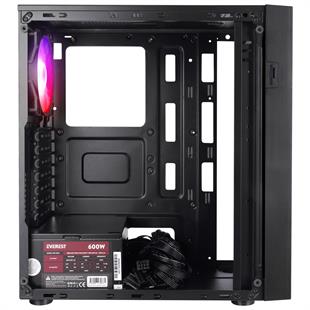 EVEREST FACED V5 MESH 600W 4x12CM RGB FAN ATX TEMPERED GLASS 2xUSB2.0/1xUSB3.0 SİYAH MID TOWER GAMİNG KASA