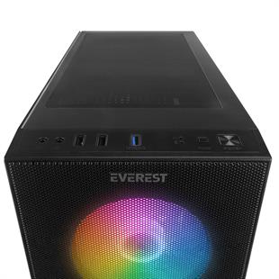 EVEREST FACED V5 MESH 600W 4x12CM RGB FAN ATX TEMPERED GLASS 2xUSB2.0/1xUSB3.0 SİYAH MID TOWER GAMİNG KASA