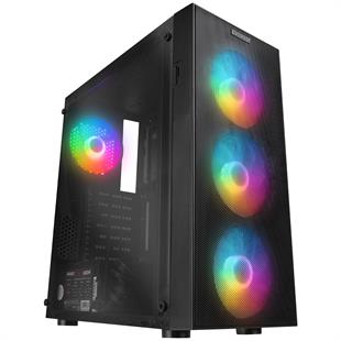 EVEREST FACED V5 MESH 600W 4x12CM RGB FAN ATX TEMPERED GLASS 2xUSB2.0/1xUSB3.0 SİYAH MID TOWER GAMİNG KASA