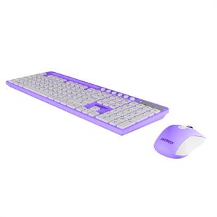 EVEREST KM-730 Kablosuz Q Trk Mor/Beyaz Klavye - Mouse Set