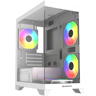 GAMEBOOSTER 600W GB-M6001W 4-Rainbow Fanlı Gaming Mid-Tower PC Kasası Beyaz