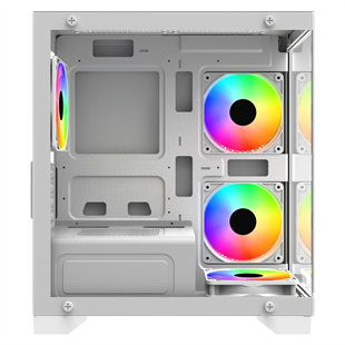 GAMEBOOSTER 600W GB-M6001W 4-Rainbow Fanlı Gaming Mid-Tower PC Kasası Beyaz