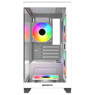GAMEBOOSTER 600W GB-M6001W 4-Rainbow Fanlı Gaming Mid-Tower PC Kasası Beyaz