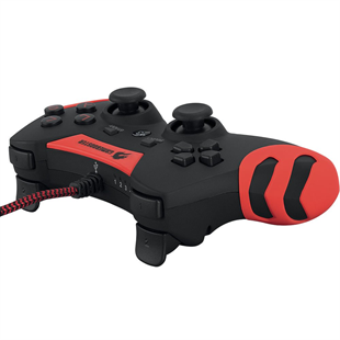 GAMEBOOSTER GB-J54R USB Kablolu Oyun Kolu, Çift Titreşim Motorlu, Ergonomik Kırmızı Tasarım, PC ve PS3 Uyumlu Gamepad