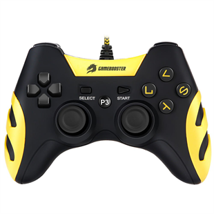 GAMEBOOSTER GB-J54Y USB Kablolu Oyun Kolu, Çift Titreşim Motorlu, Ergonomik Sarı Tasarım, PC ve PS3 Uyumlu Gamepad