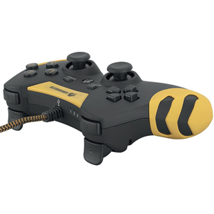 GAMEBOOSTER GB-J54Y USB Kablolu Oyun Kolu, Çift Titreşim Motorlu, Ergonomik Sarı Tasarım, PC ve PS3 Uyumlu Gamepad