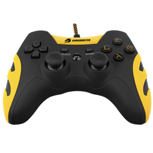GAMEBOOSTER GB-J54Y USB Kablolu Oyun Kolu, Çift Titreşim Motorlu, Ergonomik Sarı Tasarım, PC ve PS3 Uyumlu Gamepad