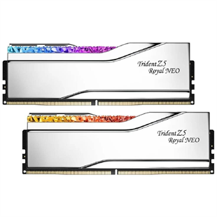 GSKILL 64GB (2X 32GB) DDR5 6000MHZ CL26 RGB DUAL KIT PC RAM / TRIDENT Z5 ROYAL Royal NEO SILVER F5-6000J2636H32GX2-TR5NS