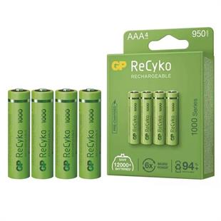 GP Recyko 950mAh Ni-MH AAA Şarjlı İnce Kalem Pil 4lü Paket