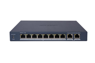 HIKVISION DS-3E1310P-EI/M 10 Port Mbit 8 Port PoE 60W 2xGbit Uplink Desktop Yönetilemez Metal Kasa Switch