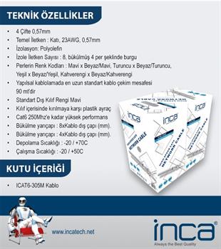 INCA ICAT6-305M CAT6 UTP 305 Metre 23 AWG 0.57MM Network Kablosu