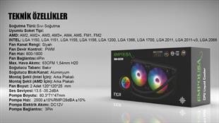 INCA ISS-02XN LGA1700/AM4/AM5 240 mm ARGB Siyah Sıvı Soğutma