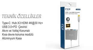 INCA ITPC-04TX Type-c Hub HDMI 4K@30hz USB3.0+PD100W