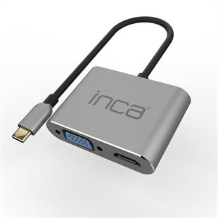 INCA ITPC-06T USB C 4ü 1 Arada Adaptör USB C – HDMI+VGA+USB Güç Dağıtım Adaptörü