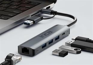 INCA IUTP-5T 3 Port USB/Type-C X3 USB 3.0 + Type-C Ethernet RJ45 Aluminyum Kasa