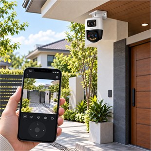 Imou IPC-PS70FP-10M0 Cruiser Dual PS70F Çift Lens (sabit + Pt) Poe İki Yönlü Ses Renkli Gece Görüş 10MP Dome Kamera