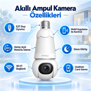 Imou IPC-S6DP-3M0WEB Bulb Cam Renkli Gece Görüş İki Yönlü Konuşma Siren Wifi 3MP E27 Ampul Duy Tipi Kamera