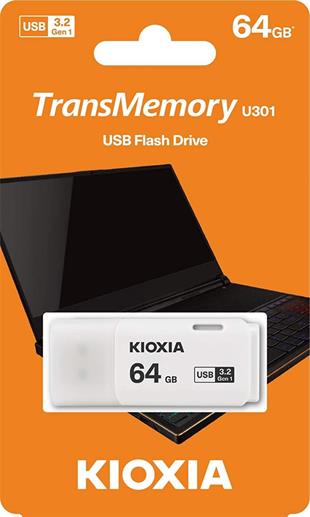 Kioxia 64G U301 Beyaz USB3.2 Gen1 Flash Bellek