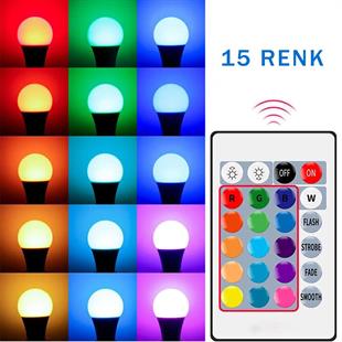 Ledx AL-LL9RGB 9 Watt Kumandalı 800 Lumen RGB Işık E27 Led Ampul